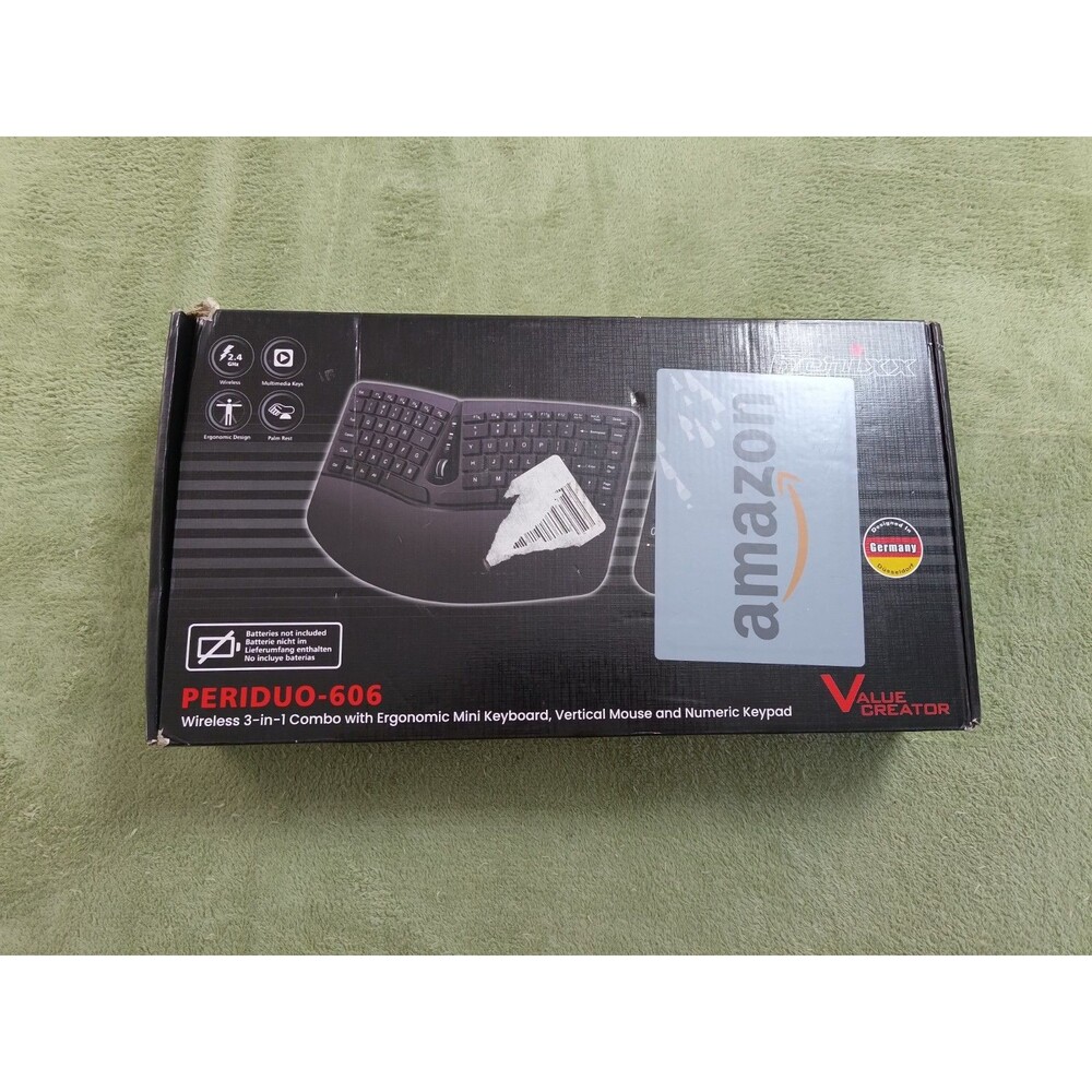 Perixx PERIDUO-606 Wireless 3-in-1 Ergonomic Mini Keyboard Vertical Mouse Combo